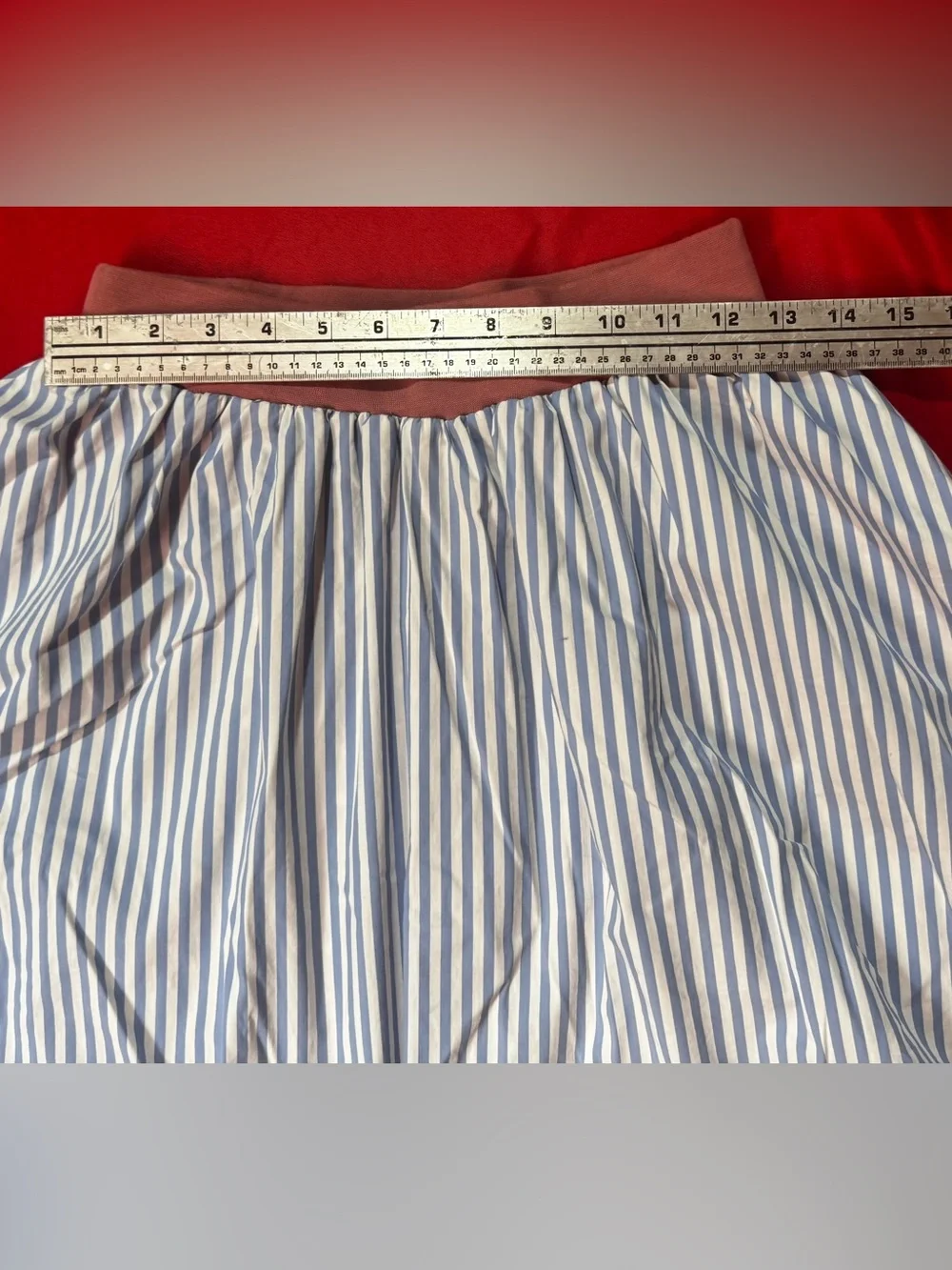 Matilda Jane Blue & Dusty Rose Striped Patchwork A-Line Skirt - Picture 3 of 5